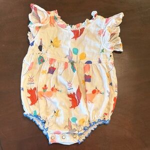 Pink Chicken Baby Romper with Animal Print